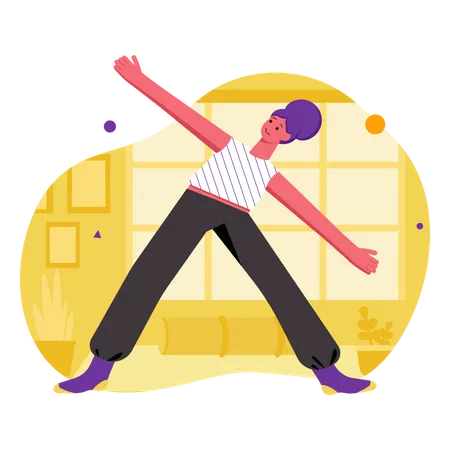 Athlete Doing Sports Activities Modern Flat Concept Young Woman Doing Yoga Asanas And Exercising Body Flexibility And Balance In Gym Vector Illustration With People Scene For Web Banner Design Illustration