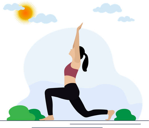 Young woman doing yoga, exercise in morning Illustration
