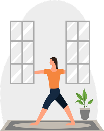 Young Woman Doing Yoga In A Room  Illustration