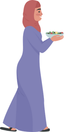 Young woman donating food Illustration