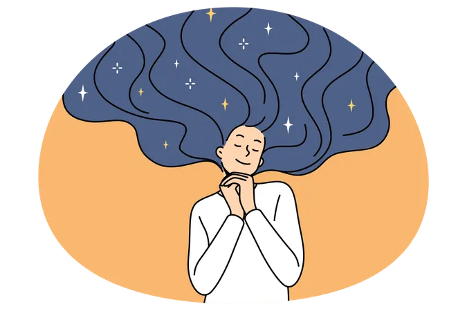 Young woman dreaming and visualizing of future  Illustration