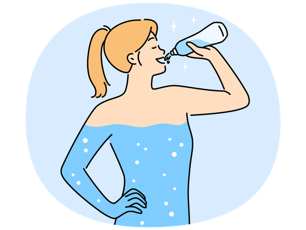 Young woman drinking water for body hydration  Illustration