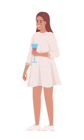 Young woman drinking wine  Illustration