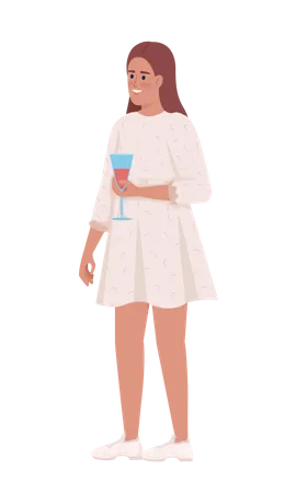 Young woman drinking wine  Illustration
