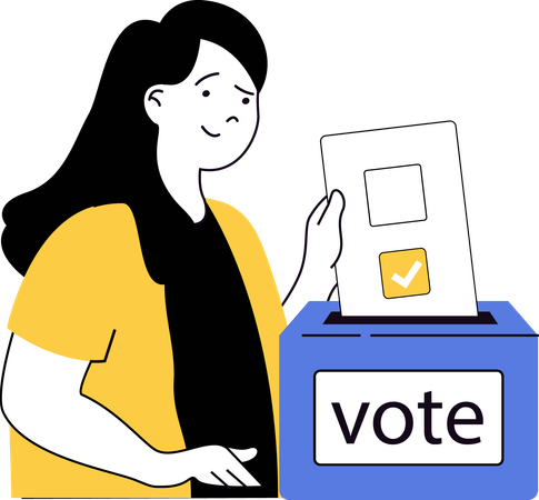 Young woman dropping her vote in vote box  Illustration