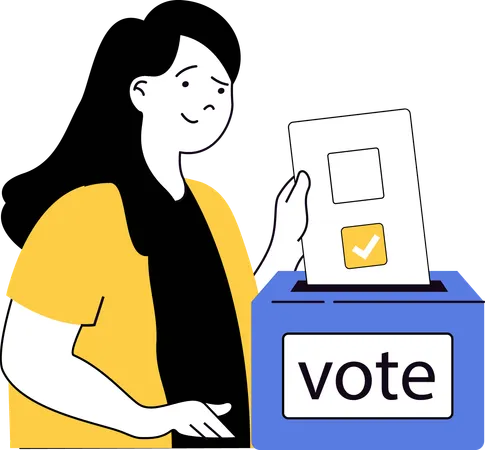 Young woman dropping her vote in vote box  Illustration