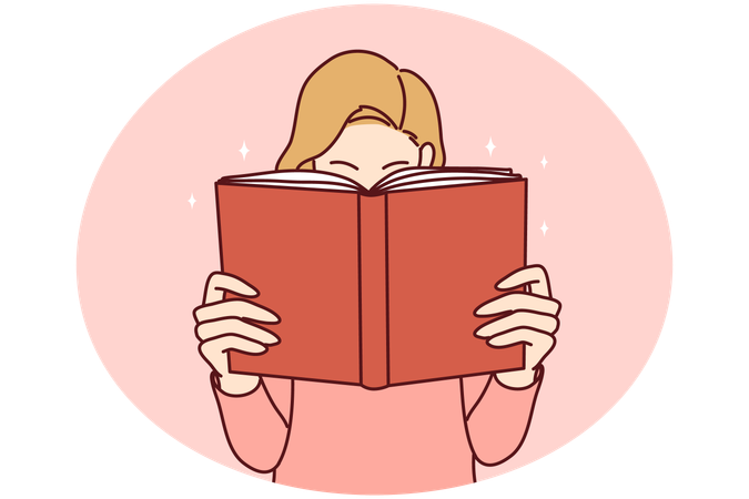 Young woman enjoy reading book  Illustration