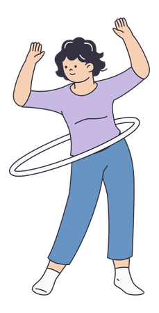 Young Woman Enjoying Hula Hooping Cardio Workout  Illustration
