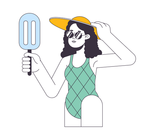 Young woman enjoying summer break  Illustration