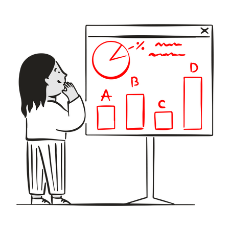 Young Woman examine statistics information  Illustration