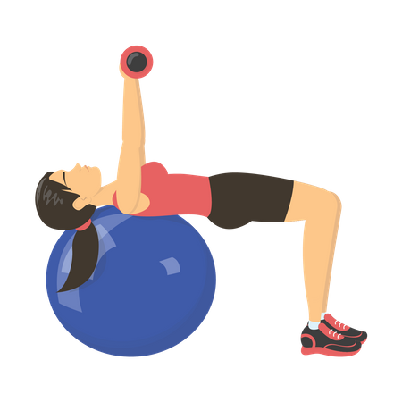 Young woman exercising on ball Illustration