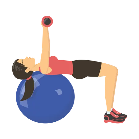 Young woman exercising on ball Illustration