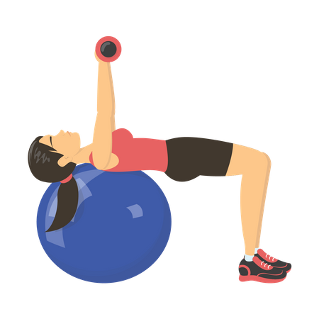 Young woman exercising on ball  Illustration