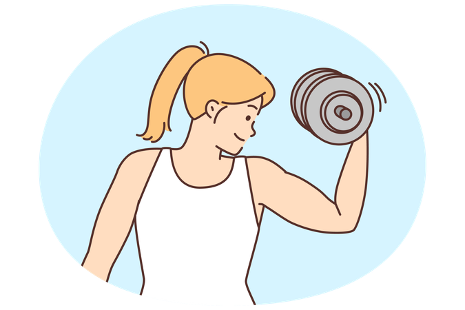 Young woman exercising with dumbbells  Illustration