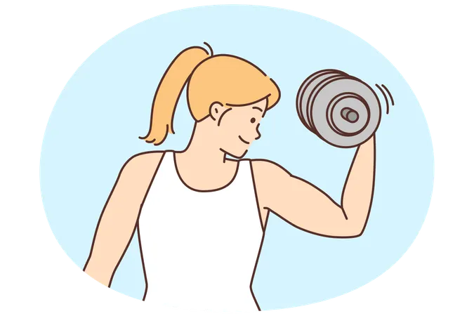Young woman exercising with dumbbells  Illustration