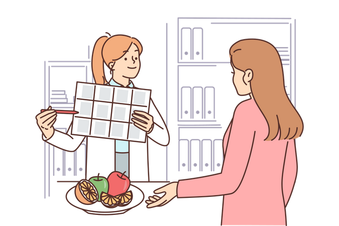 Young woman explaining diet schedule  Illustration
