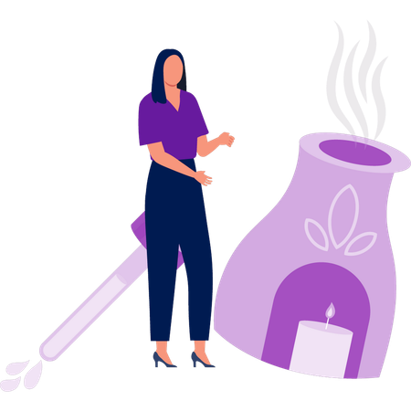 Young woman explaining natural fragrance  Illustration