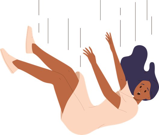 Young woman falling from height and screaming  Illustration
