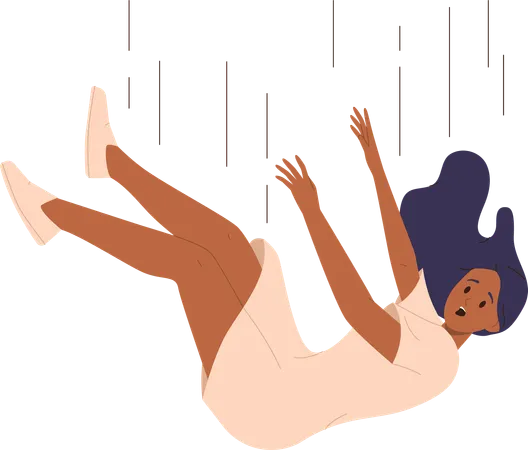Young woman falling from height and screaming  Illustration