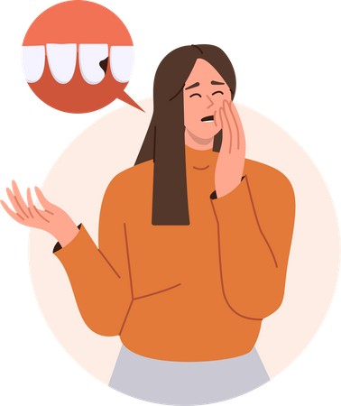 Young woman feeling strong toothache  イラスト