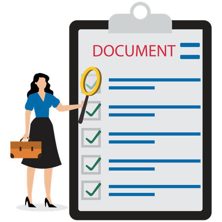 Young woman find checklist document  Illustration