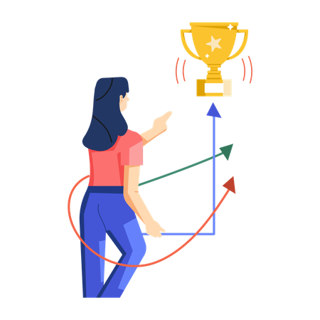 Young woman finding Success Way  Illustration