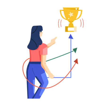 Young woman finding Success Way  Illustration