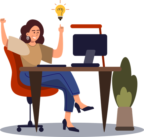 Young woman getting bright idea  Illustration