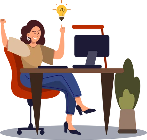Young woman getting bright idea  Illustration