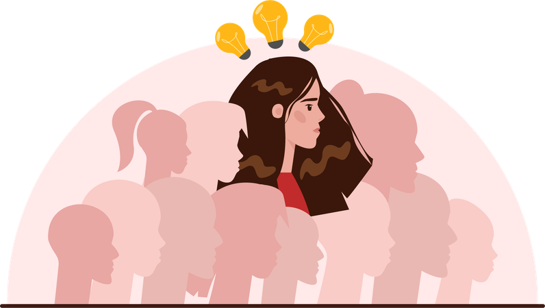 Young woman getting business idea  Illustration
