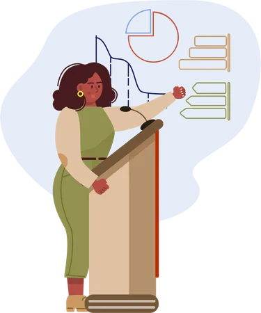 Young woman giving business presentation  Illustration