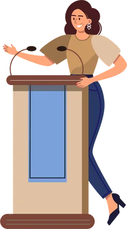 Young woman giving business speech  Illustration