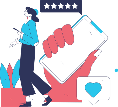 Young woman giving online rating  Illustration