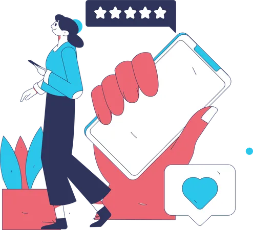 Young woman giving online rating  Illustration