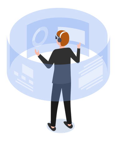 Young woman giving presentation using vr glass  Illustration