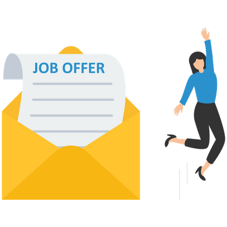 Young woman got job offer  Illustration