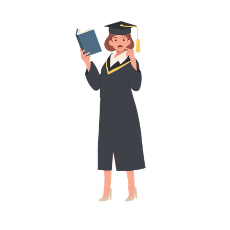 Young Woman Graduate Holding a Book  Illustration