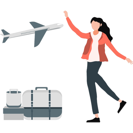 Young woman happy to business travel  Illustration