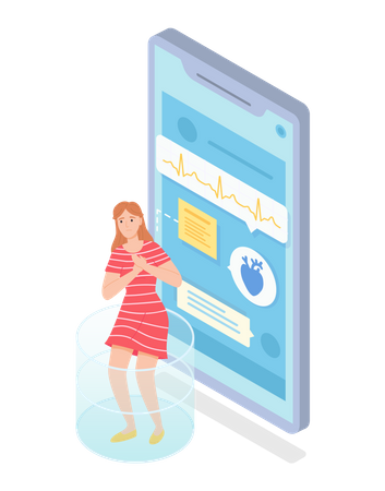 Young woman has heart problems  Illustration