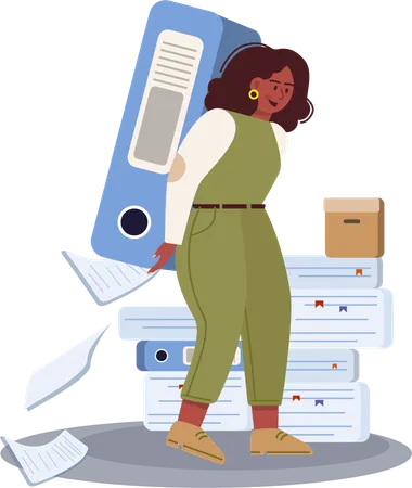 Young woman holding business files  Illustration