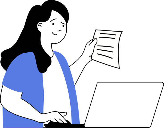 Young woman holding business paper  Illustration