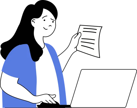 Young woman holding business paper  Illustration