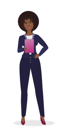Young woman holding clipboard  Illustration