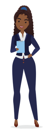 Young woman holding clipboard  Illustration