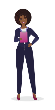 Young woman holding clipboard  Illustration