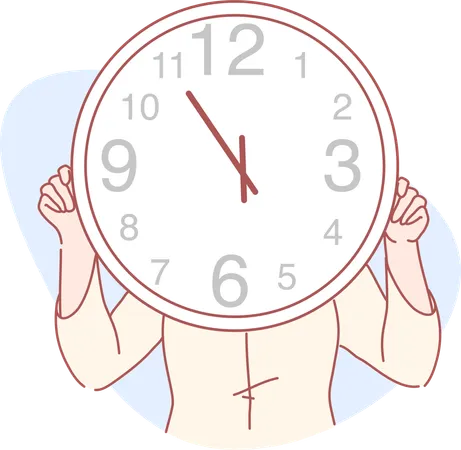 Young woman holding clock  Illustration
