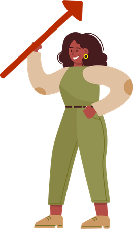 Young woman holding growth arrow  Illustration