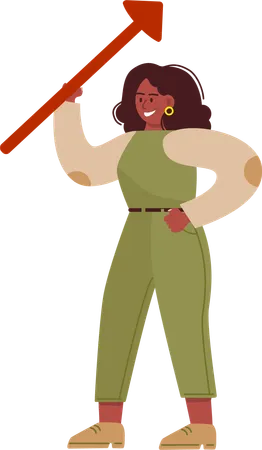 Young woman holding growth arrow  Illustration