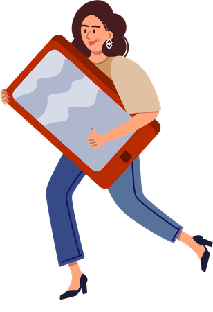 Young woman holding mobile phone  Illustration