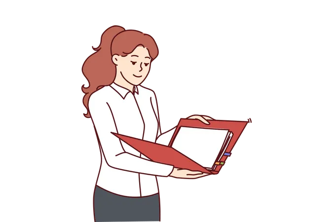 Young woman holding office file  Illustration